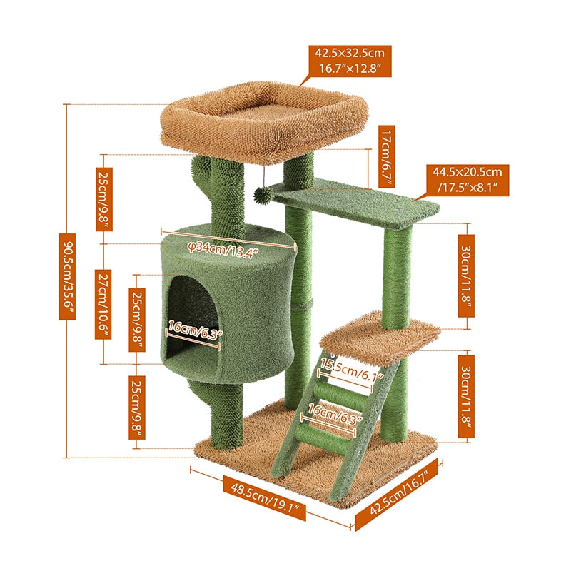 Cactus Cat Tree Sisal Scratching Post