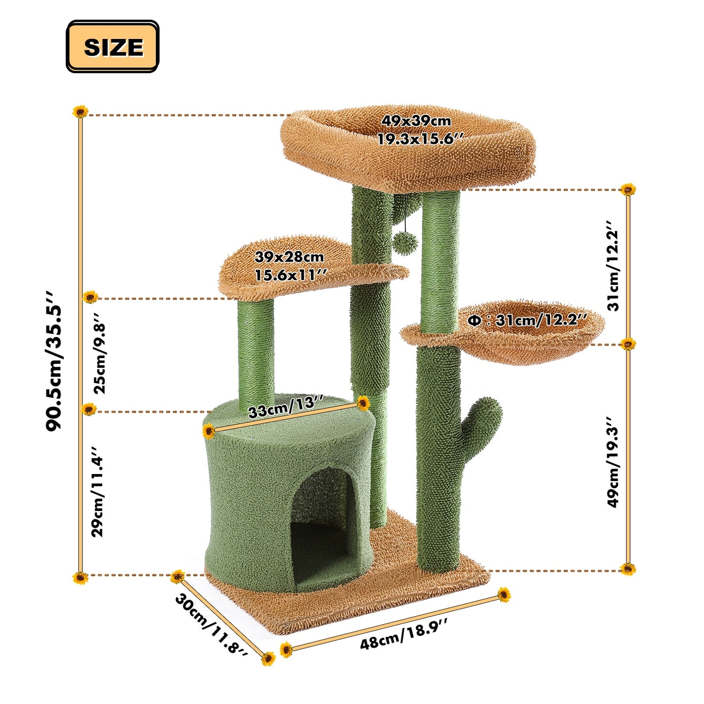 Cactus Cat Tree Sisal Scratching Post