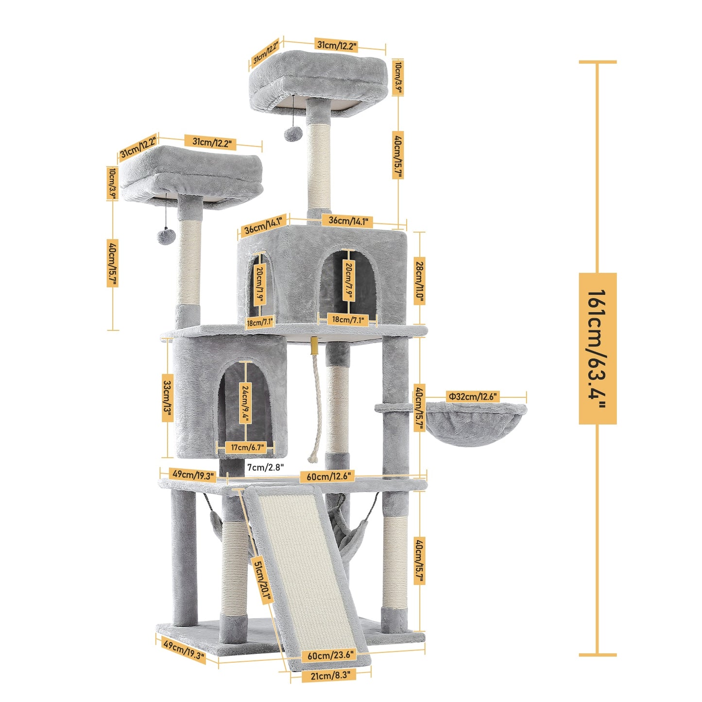 Pet Cat Tree House Tower with hammock