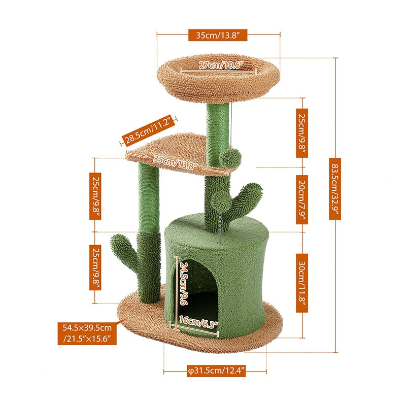 Cactus Cat Tree Sisal Scratching Post